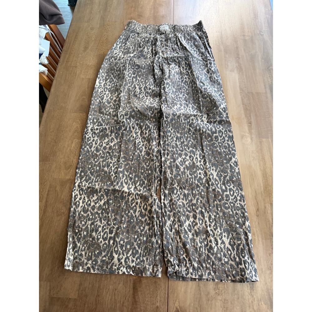 BDG Urban Outfitters Leopard Print Wide Leg Lounge Pants Grey Tan Small